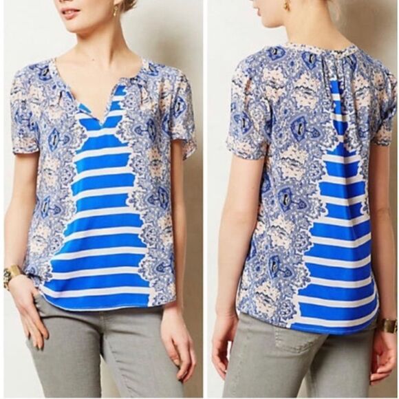 Anthropologie Maeve Archivist Silk Paisley Top Size M - Picture 1 of 9